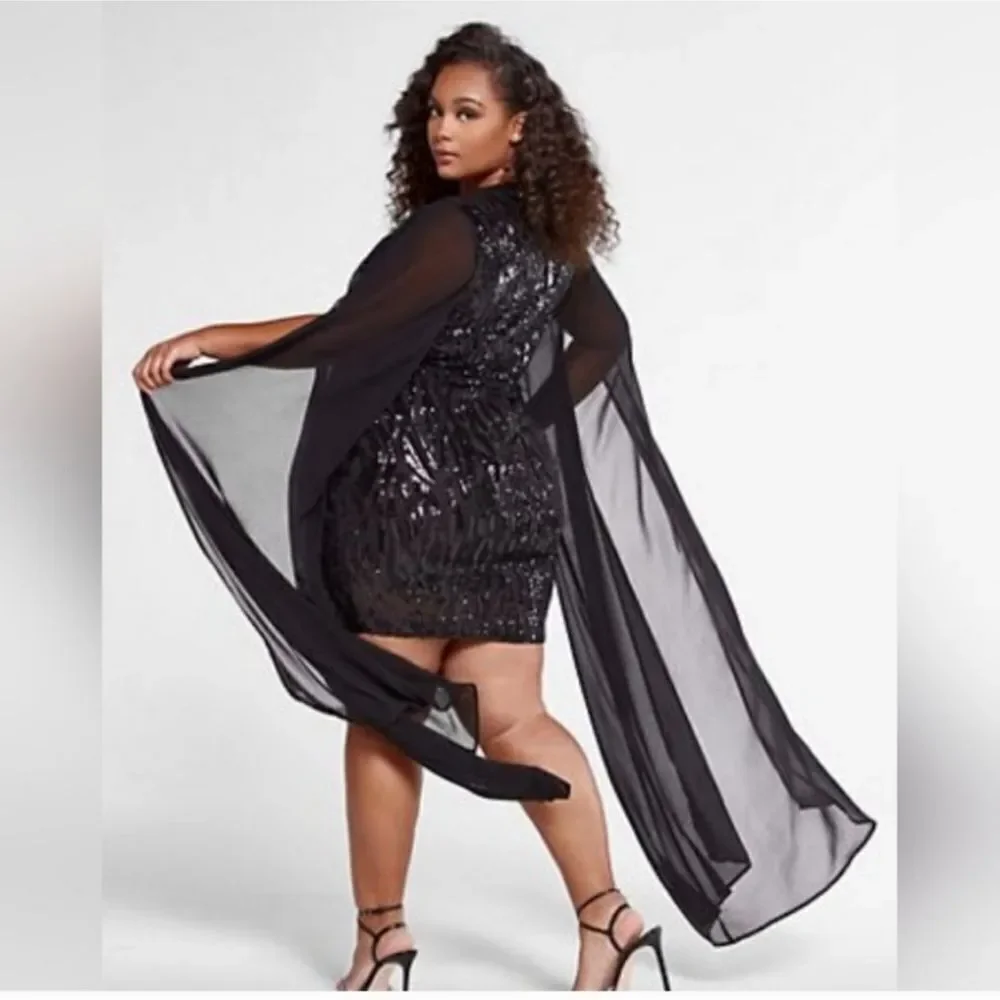 Fashion to Figure Dramatic Sleeve Sequin Mini Dress